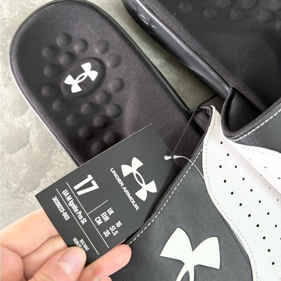 Under Armour Men's Ignite Pro Slide Sandals men’s size 17 black white new - Picture 4 of 6